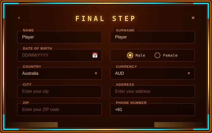 Vegazone Casino registration for Australian players